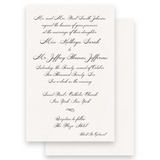 Simple Black Script Diplomatic Font with Attire Included Wedding Invitation