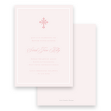 Pink Decorative Cross Baptism Invitation