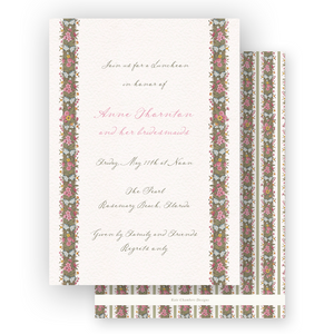 Vintage Floral Border with Script Bridal Luncheon Invitation