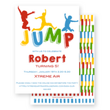 Boy's JUMP! Multicolored Silhouette Birthday Party Invitation