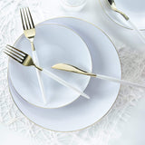 Round White • Gold Plastic  Plates | 10 Pack