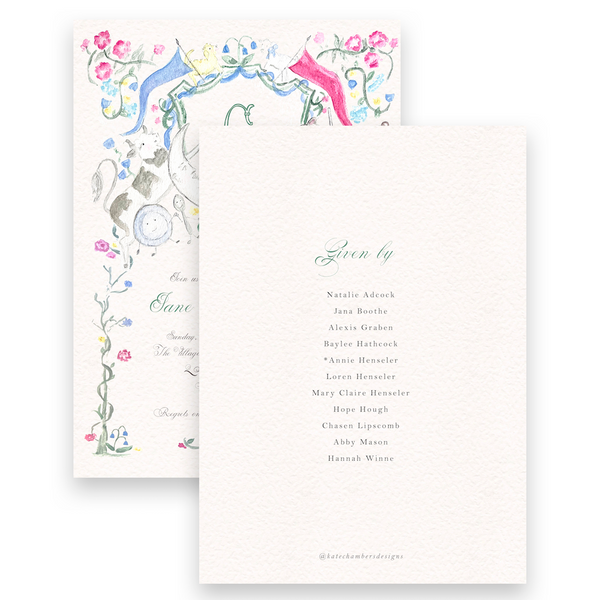 Watercolor Mother Goose Nursery Rhyme Baby Shower Invitation