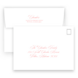 Vintage Pink with Coral Bow "Merriest Little Christmas" Landscape Holiday Card