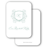 Green Vintage Floral Wreath with Monogram Women's Enclosure Card