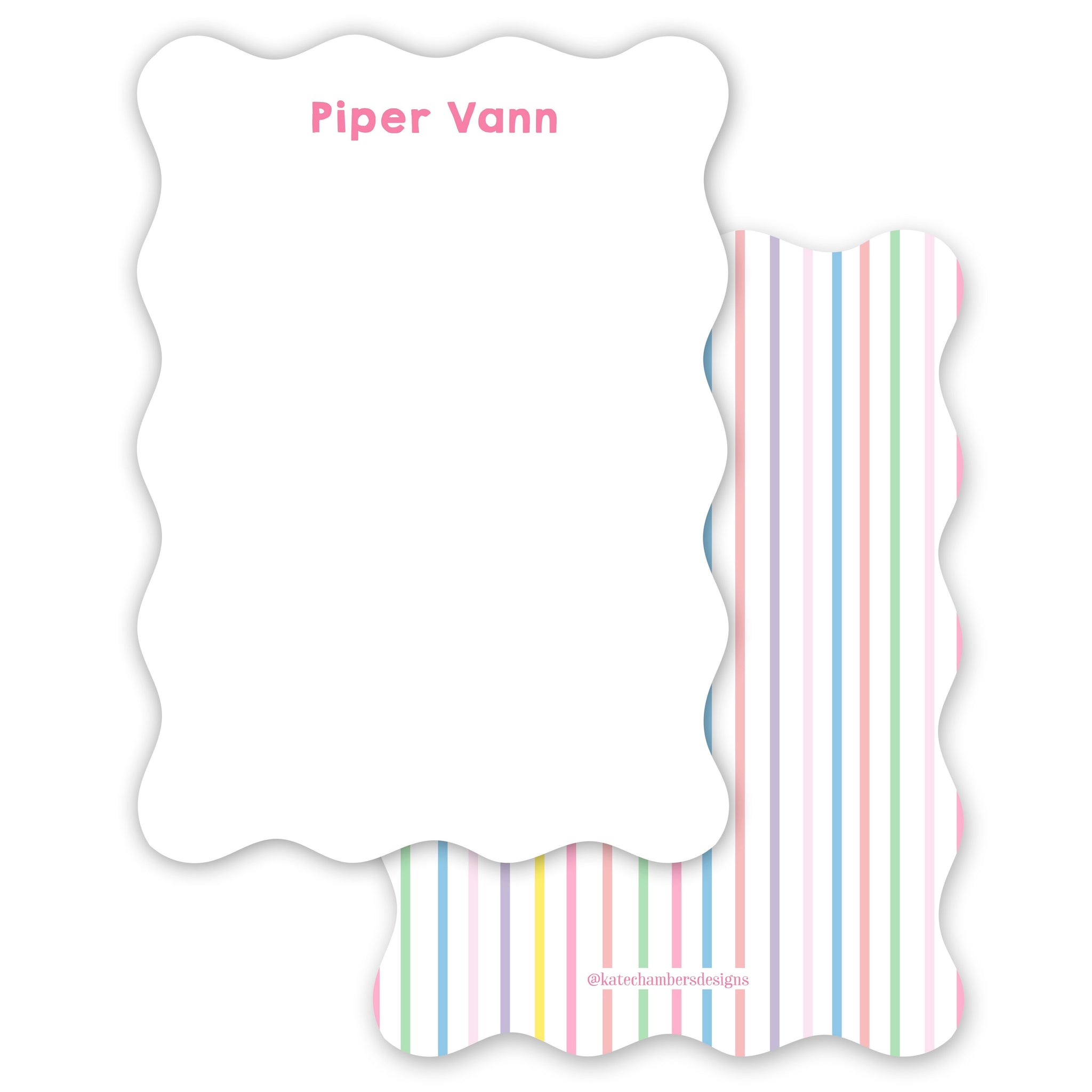 Girl's Multi-Colored Stripes with Wavy Die Cut Border Stationery