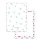 Girl's Watercolor Pink Wavy Die Cut Border With Stars Stationery