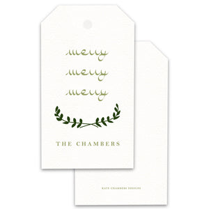 Merry Merry Merry garland Christmas Holiday Gift Tag enclosure card