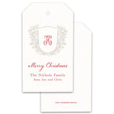 Vintage Taupe Crest with Monogram Merry Christmas Customizable Gift Tag