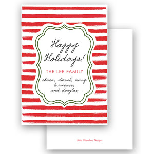 Red and white Striped Happy Holidays Christmas gift tag Enclosure Card