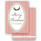 Red and White Striped Oval Merry Christmas Holiday Enclosure Card