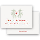 Green Laurel Crest Monogram Holiday Enclosure Card