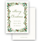 Watercolor Holly Berry Garland Border Holiday Enclosure Card