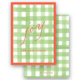 Watercolor Green Gingham Joy Holiday Enclosure Card