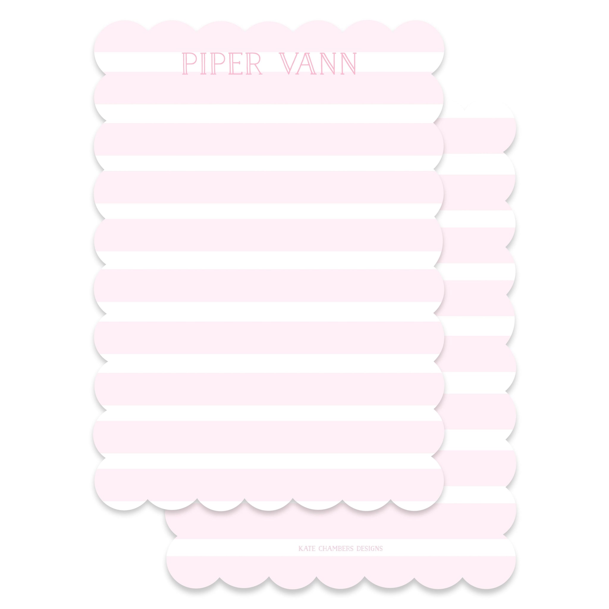 Girl's Pink Stripe with Scallop Die Cut Border Stationery