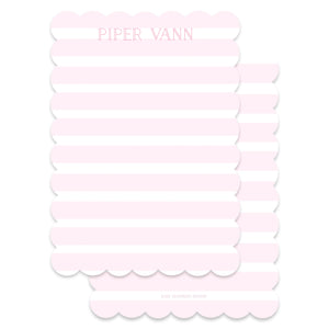 Girl's Pink Stripe with Scallop Die Cut Border Stationery