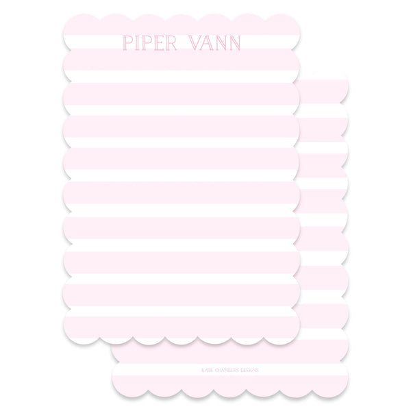 Girl's Pink Stripe with Scallop Die Cut Border Stationery