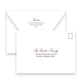 Burgundy and fuchsia "Merry Merry" + stars Holiday Card