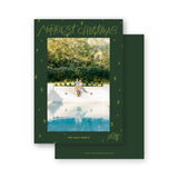Lime green and Forest "Merriest Christmas" with stars Holiday Card
