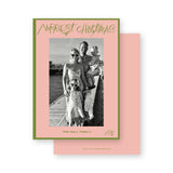 Green and Palm Beach pink "Merriest Christmas " Holiday Card