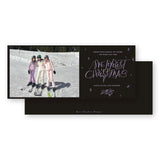Chocolate and lilac "Merriest Christmas" with stars Holiday Card