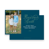 Park green on teal blue "Peace on Earth" Holiday Card
