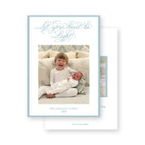 Blue Let your heart be Light  "Merry Christmas " Holiday Card + Birth Announcement option