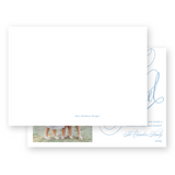 Blue Slanted Script "Joyeux Noel" Landscape Holiday Card