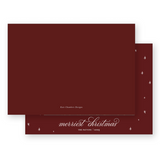 Maroon and Blush Pink Stars "Merriest Christmas" Landscape Holiday Card