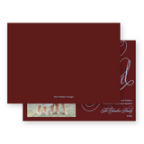 Maroon and Blue Slanted Script "Joyeux Noel" Landscape Holiday Card