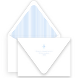 Watercolor Blue Cross with Bow Ribbon Baptism Invitation