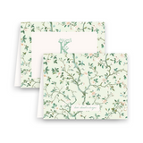 Mint & Peach Floral Chinoiserie Style Folded Women's Stationery