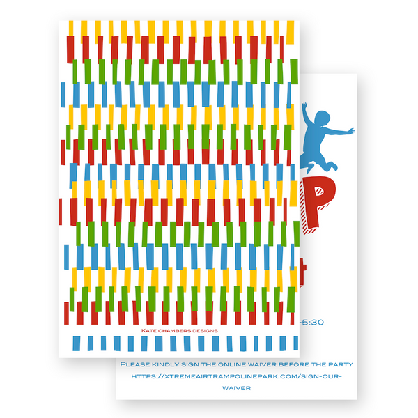 Boy's JUMP! Multicolored Silhouette Birthday Party Invitation