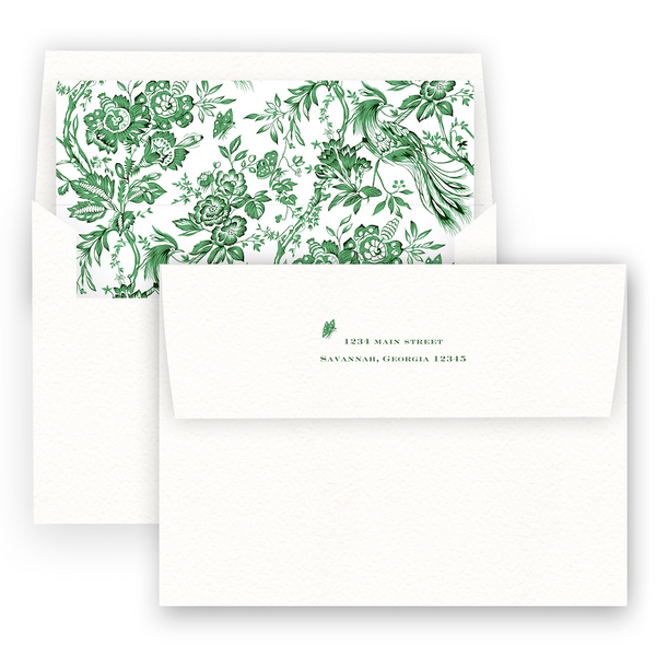 Green Chinoiserie Botanical Print Oval Rehearsal Dinner Invitation