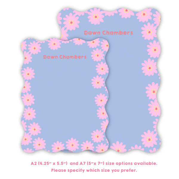 Girl's Ditsy Flowers Wavy Die Cut Border Stationery