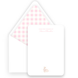 Pink Watercolor Bunny with Bow Baby Stationery