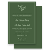 Green Monochromatic Script Logo Chinoiserie Wedding Invitation