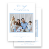 Blue Monogram Wreath Holiday Card / Birth Announcement