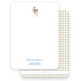 Blue Watercolor Deer with Bow Baby Stationery