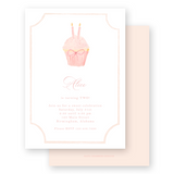 Watercolor Cupcake with Balloons Birthday Party Invitation