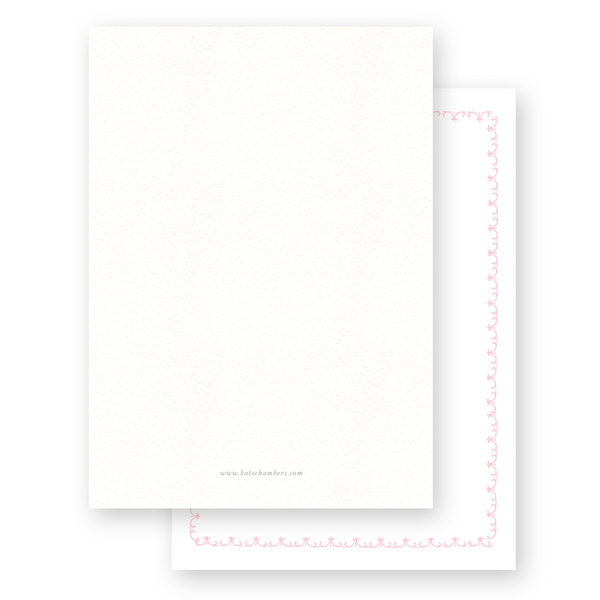 Pink & Grey Simple Cross with Detail Border Baptism Invitation