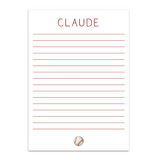 Boy's Red Baseball Lined Custom Notepad