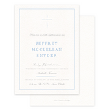 Blue Brush Cross Baptism Invitation