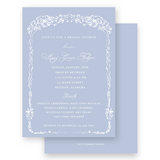 Periwinkle with Vintage White Border Bridal Shower Invitation