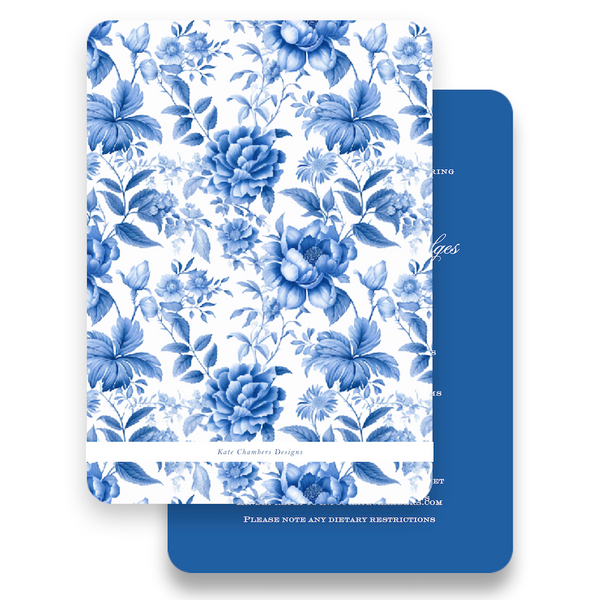 Classic Blue with Rose Floral Rehearsal Dinner Invitation