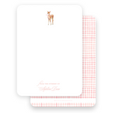 Pink Watercolor Deer with Bow Baby Stationery