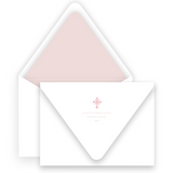 Pink Decorative Cross Baptism Invitation