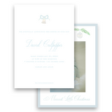 Watercolor Green Garland with Blue Ornaments Portrait Holiday Card