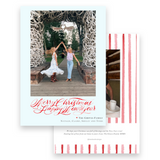 Watercolor Red Calligraphy Paint Brushed Script with stripes Portrait Custom Holiday Card