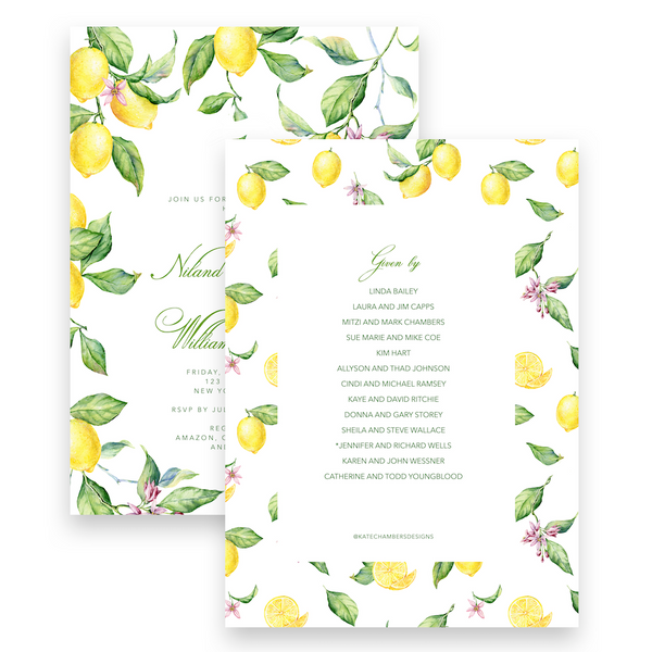 Lemon Tree Bridal Shower Invitation