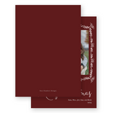 Maroon and Blush Pink Floral Border Portrait Holiday Card